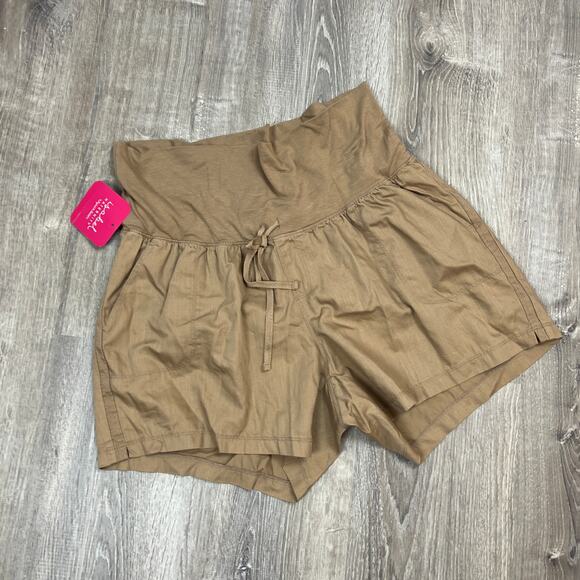 Isabel Maternity by Ingrid & Isabel Khaki Twill Pull-On Shorts - Size XXL - NWT - Picture 6 of 6
